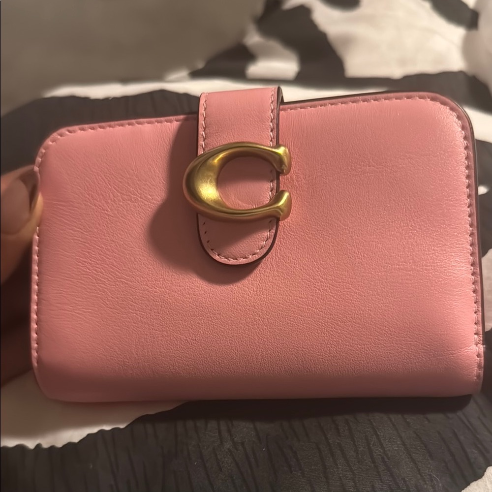 Coach Pink Leather Small Wallet with Signature 'C' Closure
